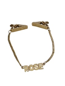 VINTAGE ROSE NAME PLATE SWEATER CLIPS GOLD PLATED