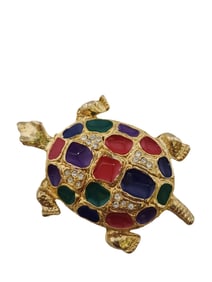 VINTAGE ENAMEL AND RHINESTONE TURTLE BROOCH