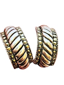 VINTAGE MARKED 925 MARCASITE PIERCED EARRINGS