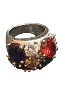 VINTAGE 925 STERLING MULTI STONE RING SIZE 6