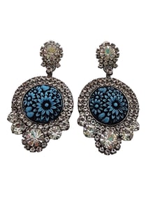 SPECTACULAR SIGNED MOAN COUTURE GLASS AND RHINESTONE CLIP EARRINGS 4589