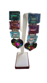 VINTAGE AMAZING RAINBOW GLASS FACETED EARRINGS 4168