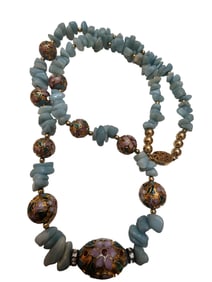 BEAUTIFUL STONES AND CLOISONNE CHINESE EXPORT NECKLACE 4542