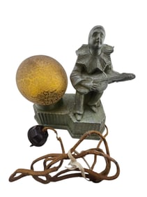 VINTAGE ART DECO 30S POT METAL PIERROT FIGURAL LAMP