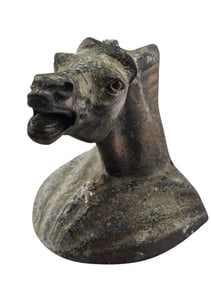 VINTAGE RARE HEAVY HORSE HEAD POT METAL BOOKEND