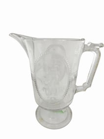 ANTIQUE EAPG VENUS/CUPID 9" GLASS WATER PITCHER
