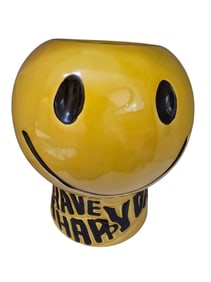 VINTAGE 1970S SMILEY FACE MCCOY SIGNED JAR