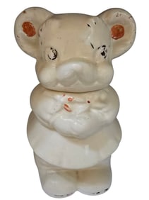 VINTAGE RARE FEMALE/MALE BEAR DOUBLE SIDED COOKIE JAR