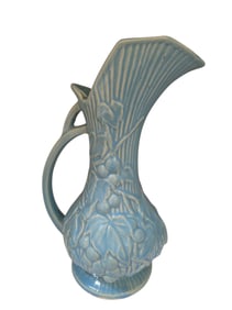 VINTAGE SIGNED MCCOY LIGHT TURQUOISE PITCHER