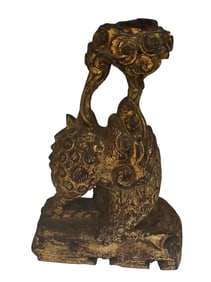 VINTAGE MCM SYROCO? WOOD/RESIN GILT FISH HEAD CANDLESTICK