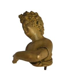 ANTIQUE METAL LADY HEAD WITH HAND - ITS PROBABLY OFF A STATUE