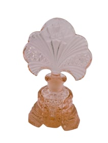 VINTAGE IRICE CZECH CRYSTAL PINK PERFUME BOTTLE WITH ORIGINAL TAG