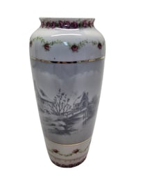 VINTAGE VICTORIA AUSTRIA LANDSCAPE SCENE PORCELAIN VASE