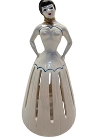 ANTIQUE NAPKIN HOLDER PORCELAIN LADY FIGRURE