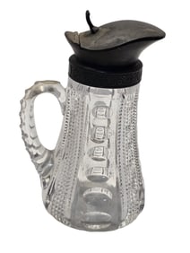 ANTIQUE POSSIBLY HEISY CUT CRYSTAL SYRUP DISPENSER