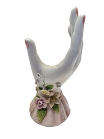 VINTAGE OPAQUE PORCELAIN HAND WITH FLOWERS