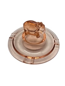 ANTIQUE GREENSBURG GLASS ELEPHANT PINK DEPRESSION GLASS ASHTRAY