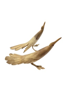 VINTAGE PAIR OF FRENCH HORN BIRD STATUES