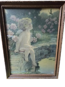 VINTAGE BESSIE PEASE GUTMANN LITHOGRAPH FRAMED PICTURE