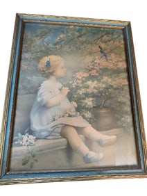 VINTAGE ANNIE BENSON MULLER SONG OF HAPPINESS FRAMED PRINT