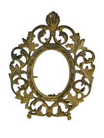ANTIQUE POT METAL FRAME WITH STAND