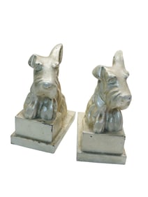 VINTAGE SCOTTIE/WESTIE ART DECO DOG METAL BOOKENDS