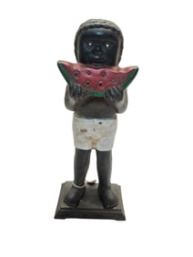 VINTAGE HEAVY CAST IRON FIGURAL BANK