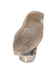 VINTAGE LALIQUE OWL STATUE PAPERWEIGHT SIGNED