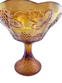 VINTAGE CARNIVAL GLASS PEDESTAL BOWL