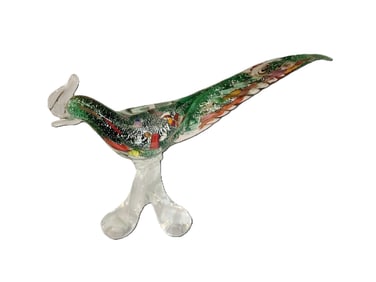 VINTAGE MCM ART GLASS MURANO MILLEFIORI GLASS PHEASANT STATUE
