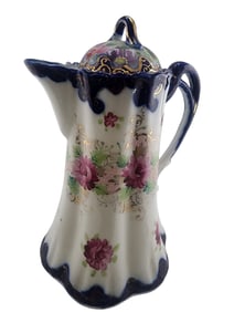 ANTIQUE PORCELAIN DECORATIVE HOT CHOCLATE POT