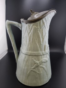 ANTIQUE ENGLISH VICTORIAN PEWTER LIDDED TANKARD