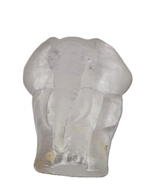 SIGNED VINTAGE MATS JOHASSON DATED LEAD CRYSTAL ELEPHANT STATUE OR BOOKEND