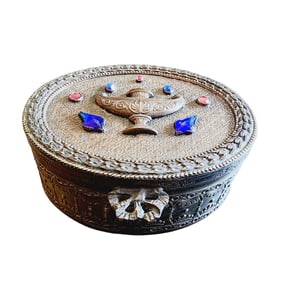 SIGNED E & J.B EMPIRE GOLD ART GILT BRONZE CASKET TRINKET BOX