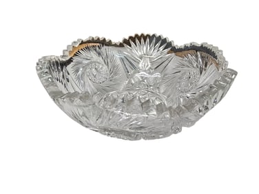ANTIQUE CUT CRYSTAL HEAVY BOWL