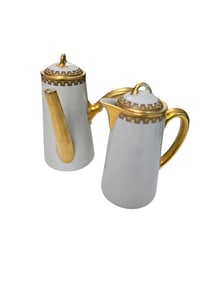 ANTIQUE HAVILAND AND CO FRANCE LIMOGE FRENCH TEA POT AND TEA POT, SET OF 2