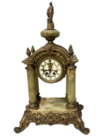 Antique William C. Gilbert French Style Marble Mantel Clock