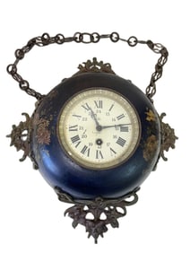 Antique French Bakers 19th Century Boulangere Chain Hanging Wall Clock