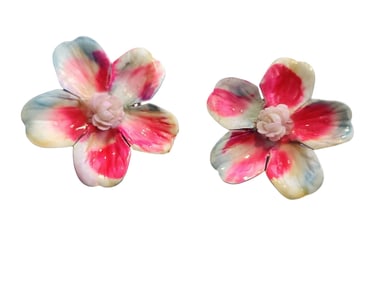 VINTAGE JAPAN FLOWER CLIP EARRINGS