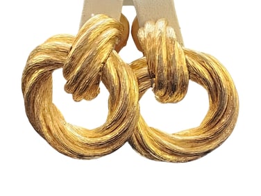 VINTAGE DESIGNER QUALITY TWISTED HOOP CLIP EARRINGS
