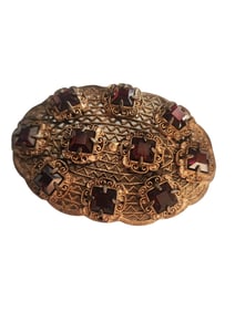 VINTAGE CZECH STYLE AMAZING GLASS STONE BROOCH