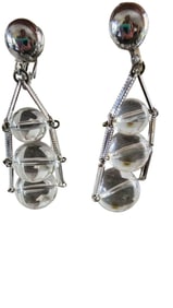 VINTAGE 80'S LUCITE DANGLE BALL CLIP EARRINGS