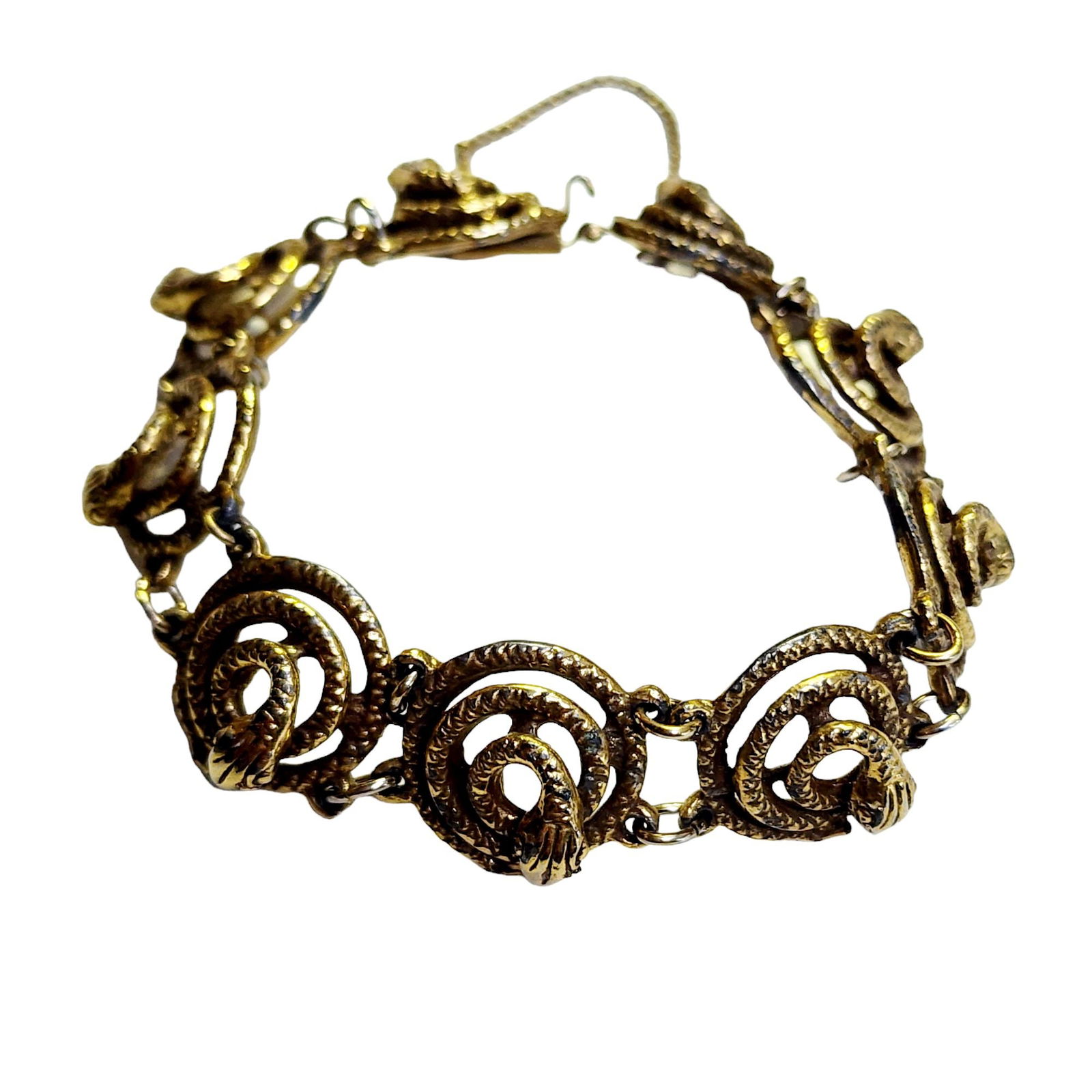VINTAGE BURNISHED GOLD TONE COILED SNAKE BRACELET (1 of 3)