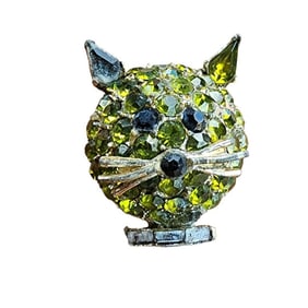 VINTAGE UNSIGNED CAT RHINESTONE BROOCH