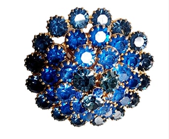 VINTAGE SIGNED VOGUE JLRY LAYERED RHINESTONE BROOCH