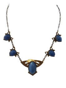 ANTIQUE SATIN GLASS ART NOUVEAU NECKLACE