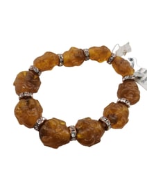 VINTAGE TOPAZ RESIN BUDDHA BRACELET NOS