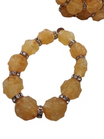 VINTAGE CHAMPAGNE RESIN BUDDHA BRACELET NOS