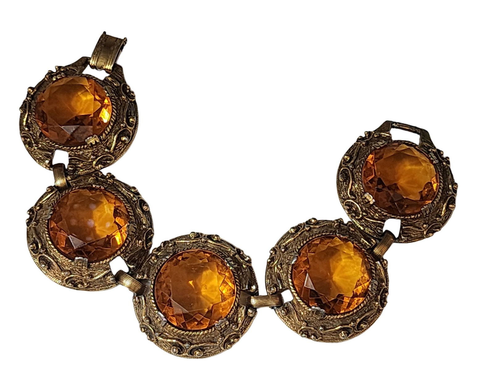 VINTAGE FACETED GLASS ELABORATE CHUNKY BRACELET (1 of 4)