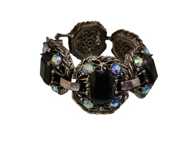 VINTAGE CHUNKY GLASS SELRO STYLE AMAZING BRACELET